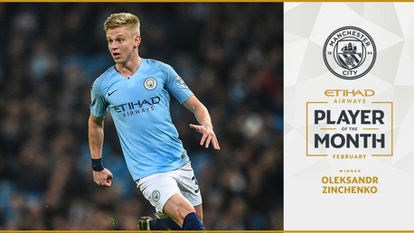 Zinchenko voted Feb Etihad Player of the Month