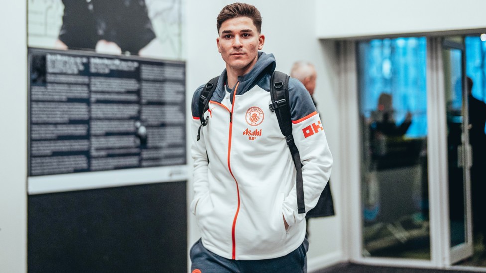 ALVAREZ ARRIVES : Julian makes his way into the stadium.