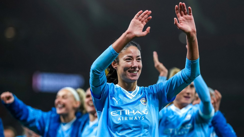 DERBY DELIGHT : Leila plays the full 90 minutes of our memorable 3-1 win over Manchester United at Old Trafford. 