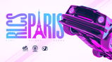 Promotional image for RLCS Paris with styled text featuring the Eiffel Tower and a vehicle. Includes names Ejby, Seikoo, and Accro. Contains logos of Etisalat, Manchester City Esports, and another emblem.
