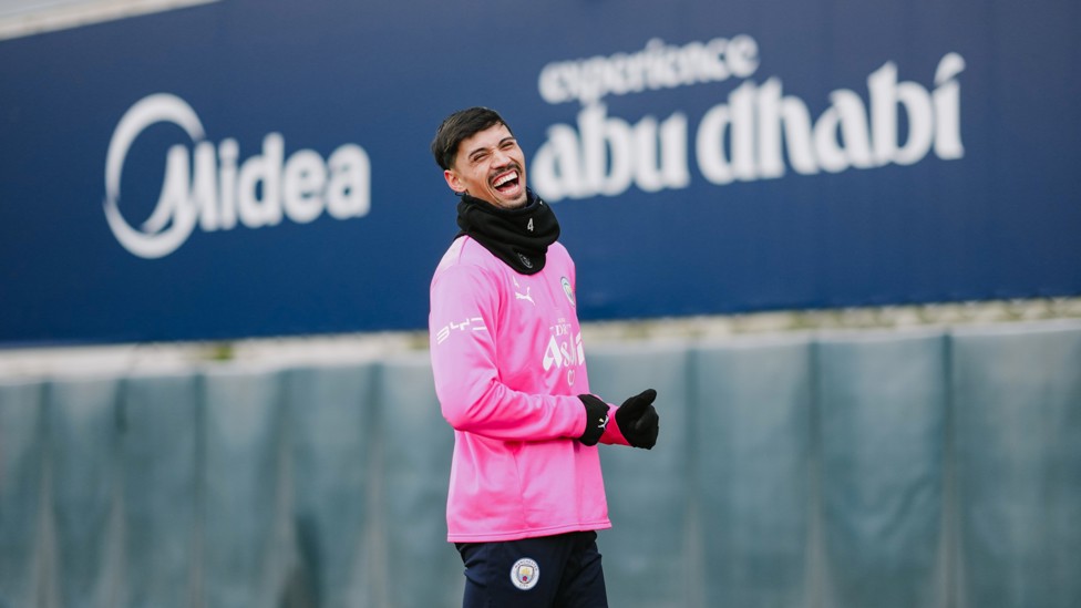 WHAT'S SO FUNNY? : Tijjani Reijnders in good spirits. 