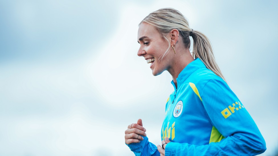 PROGRESSING WELL: A happy looking Jill Roord goes through her paces
