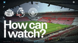 Image showing Sunderland AFC vs Manchester City with Premier League logo, stadium background, and text asking 'How can I watch?' with match date and time details.