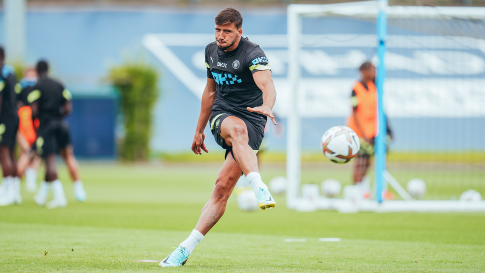 CENTRE OF ATTENTION : Ruben Dias shows he's no slouch firing in on goal!