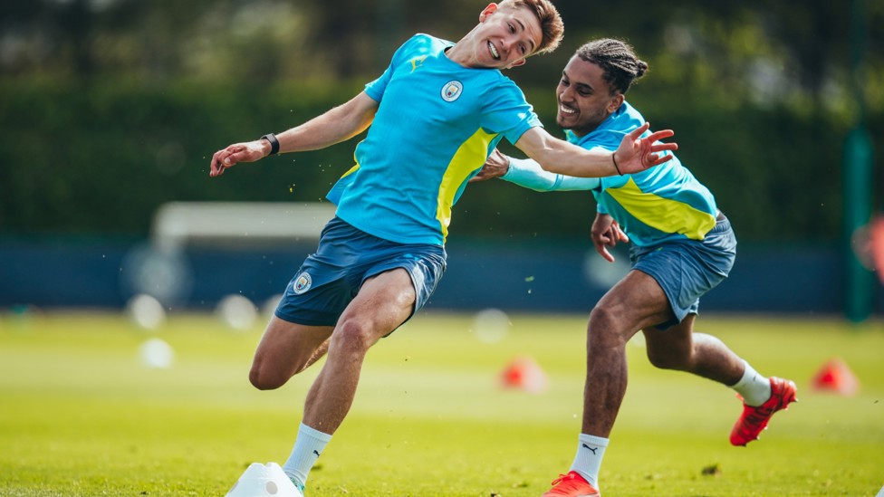 FUN AND GAMES : Lakyle Samuels chases Seb Naylor.