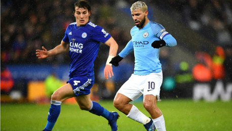 LEADING MAN: Sergio Aguero was captain for the night at a rain-lashed King Power Stadium