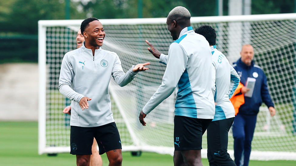 Sterling and Mendy discuss tactics...