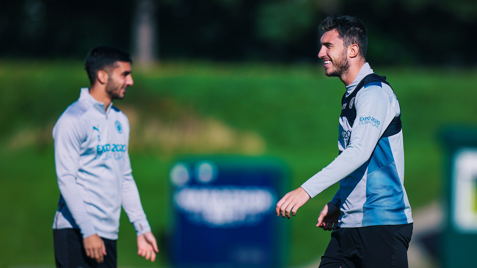 LAPORTING FOR DUTY : Aymeric Laporte pictured during Friday's session