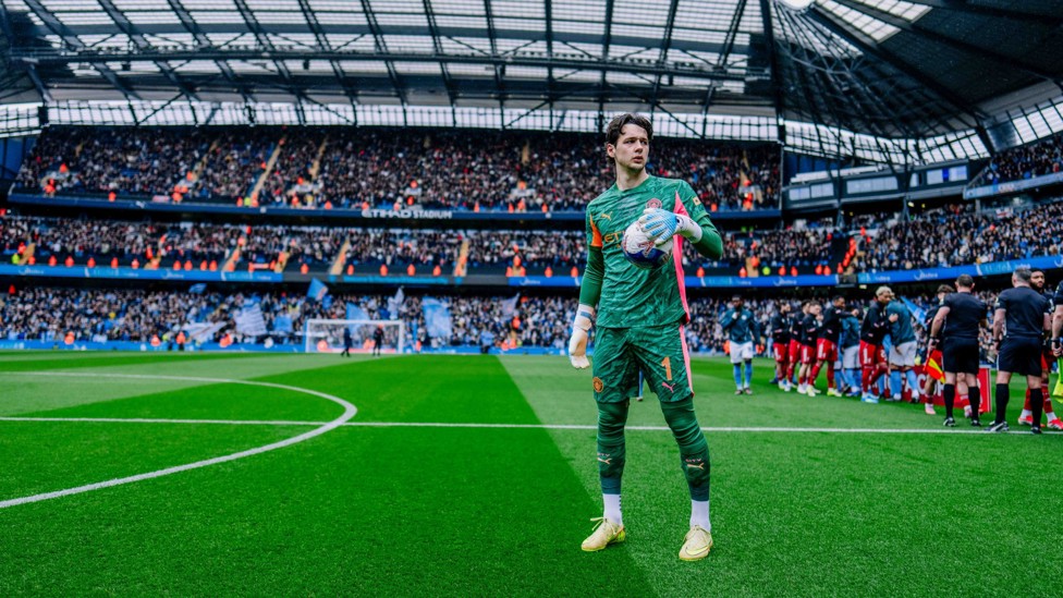 COMMANDING FIGURE: Trafford at the Etihad before taking on Liverpool