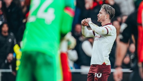 ONE LOVE: Grealish shows his love for the City fans.