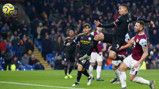 FLYING HIGH: Gabriel Jesus finds the perfect connection to double the lead