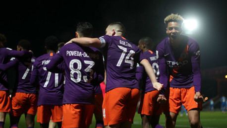 OH WHAT A NIGHT: The Blues celebrate a stunning victory