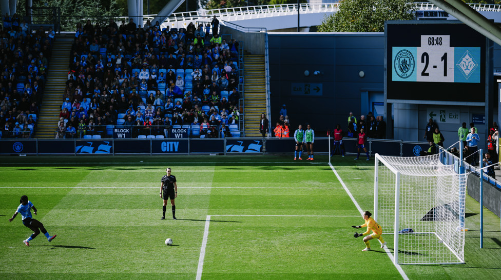 SUPER SHAW: Bunny Shaw fires home from the penalty spot in our WSL win over London City Lionesses - September 2025