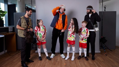 Strike a pros: Manchester City footballers surprise young fans at Kellogg's shoot for new shirt launch