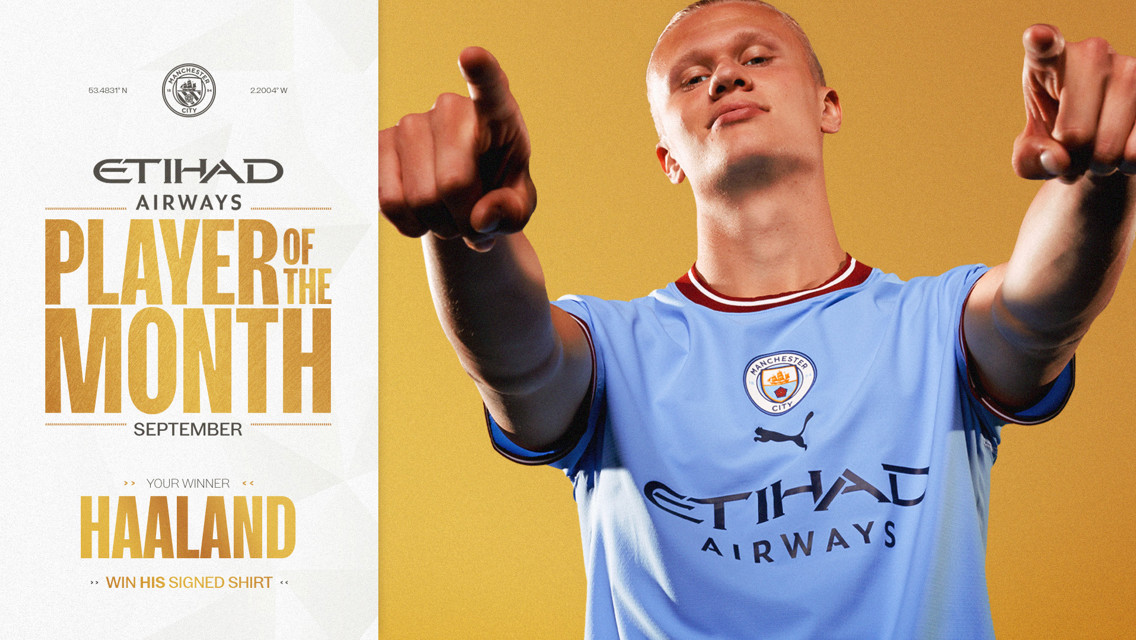 Haaland wins September Etihad Player of the Month vote