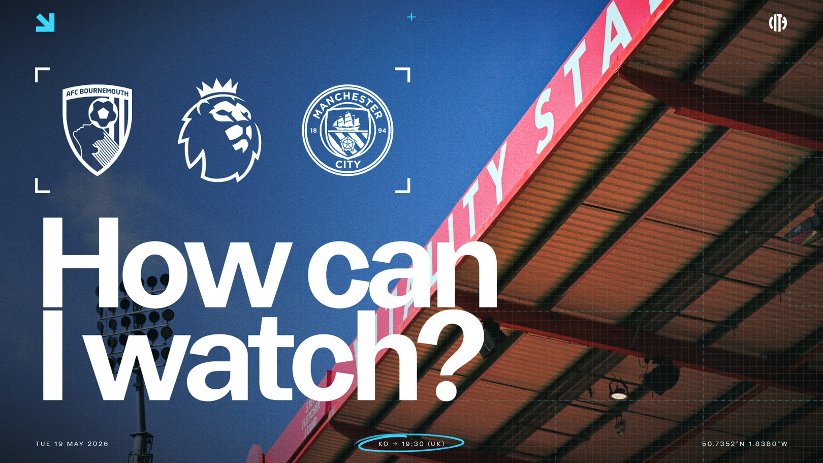 How can I watch Bournemouth v City on TV?