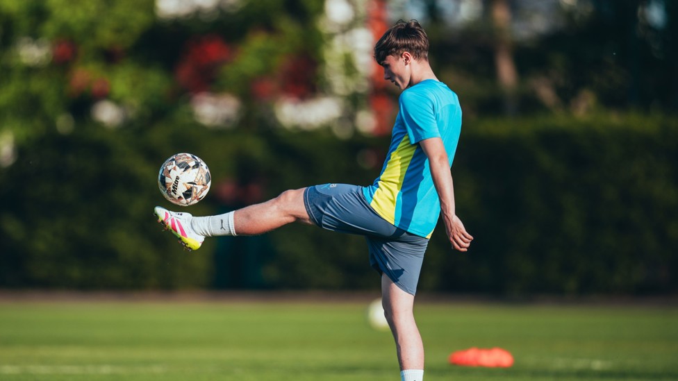 JUGGLING GAME : Finlay Gorman tests his ball control skills. 