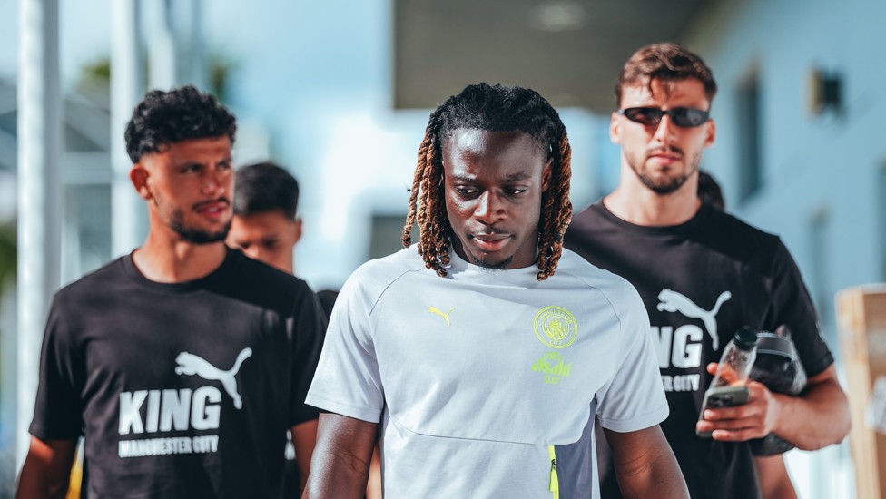 COOL BLUES: Matheus, Jeremy and Ruben on their way out