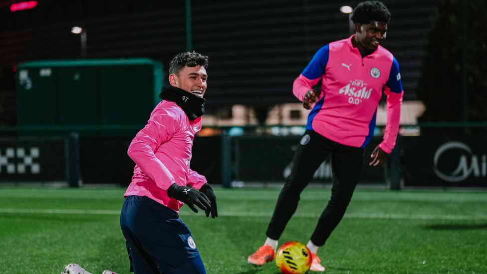 ACADEMY ACES : Foden and Jaden Heskey out on the grass.