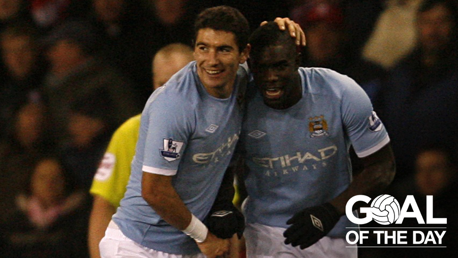 TURN AND STRIKE: Richards with an amazing turn and an even better strike for the goal.