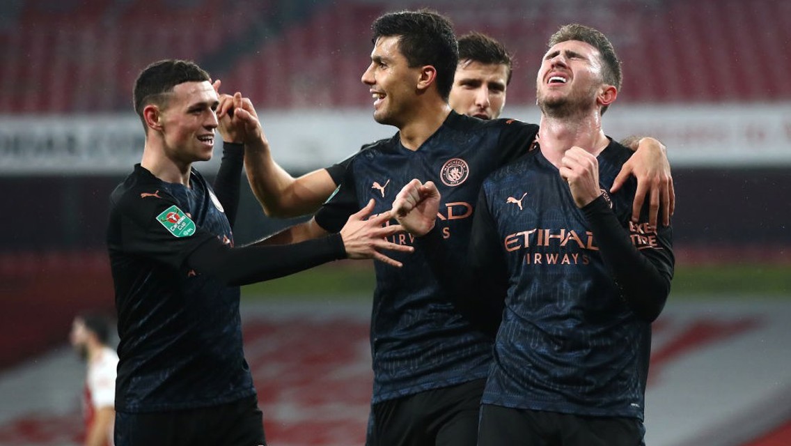 GAYM FACE: Aymeric Laporte is clearly pleased by his goalscoring contribution