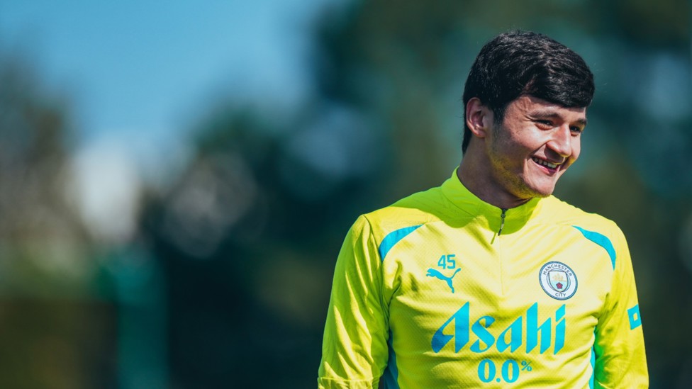 SOLID AS A ROCK: The April sunshine met with Abdukodir Khusanov's approval!
