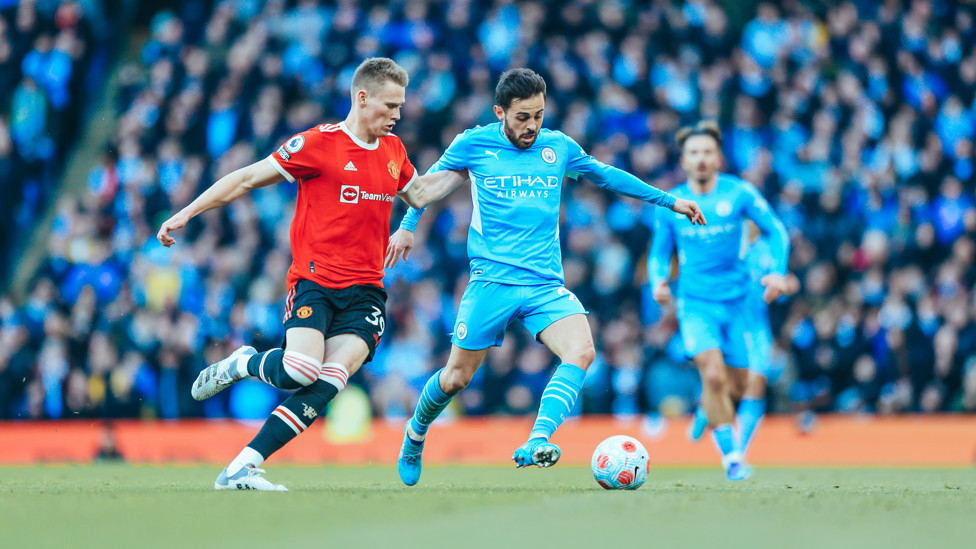 SETBACK : Bernardo gets City forward after Jadon Sancho's equaliser.