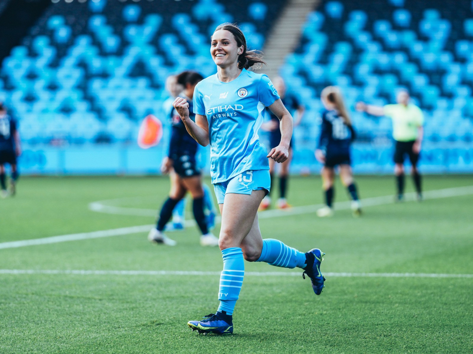 DOUBLE DELIGHT: Hayley Raso celebrates after her second goal