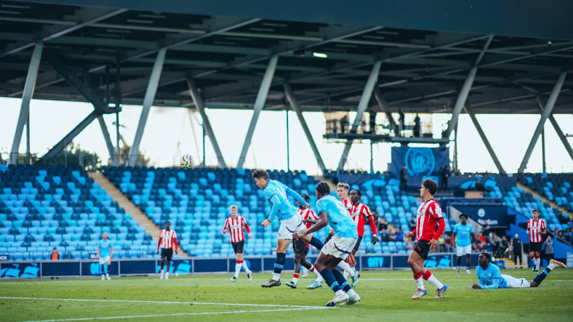 HEAD BOY: Ashton Muir heads home City's second goal