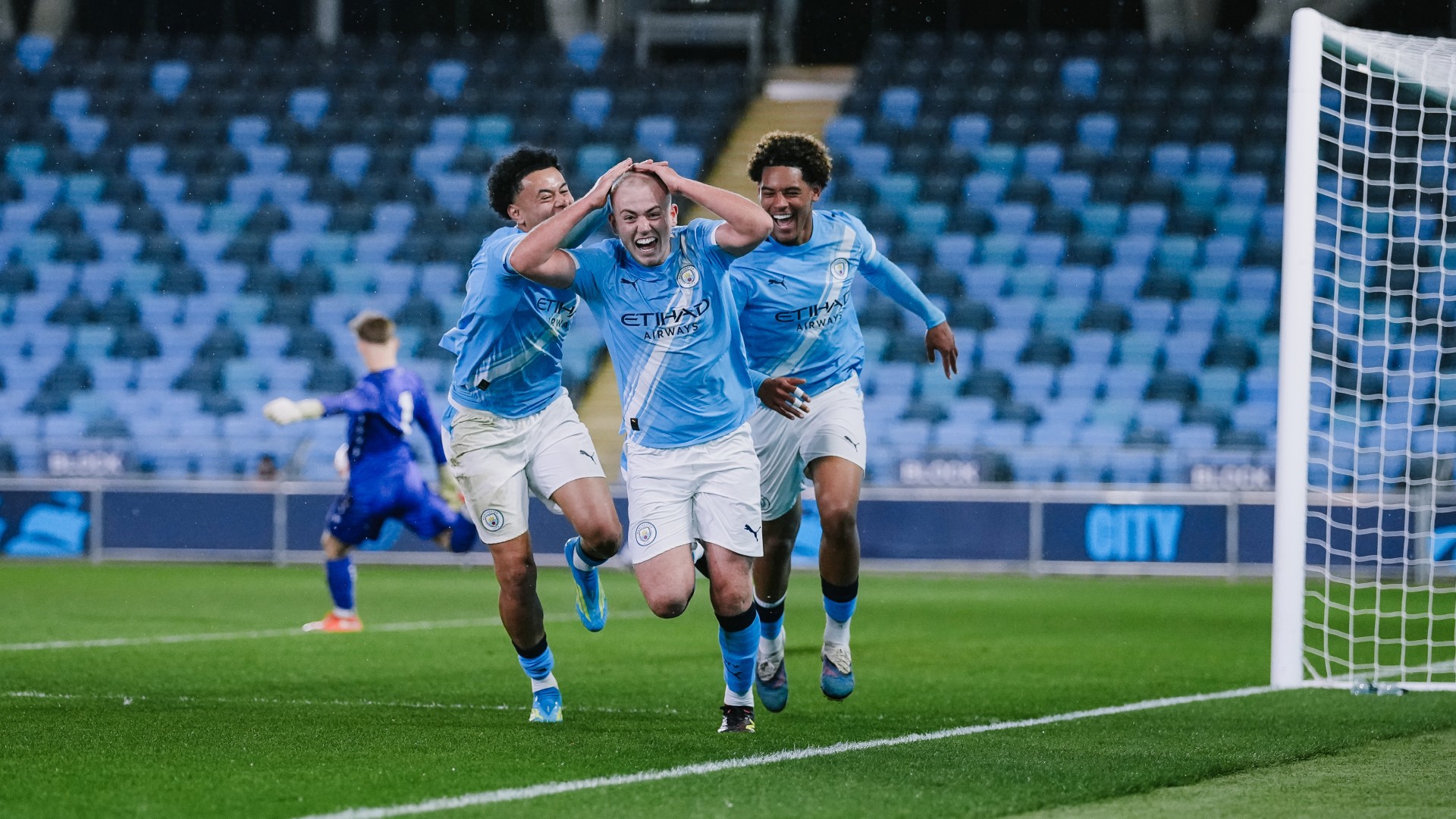 TEVENAN DELIGHT : The full-back celebrates his goal!