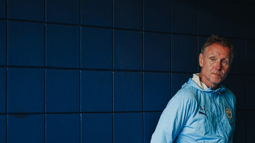 THE BOSS  : Andrée Jeglertz prepares to take training at the Joie Stadium.