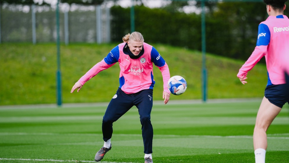 HEAD BOY: Erling Haaland was straight back into the thick of the action.