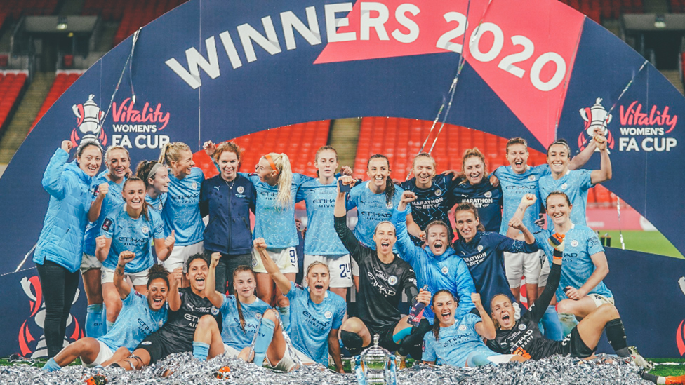 SILVERWARE : Ellen grabbed her first trophy for City as we overcame Everton in extra time to clinch the FA Cup in November 2020