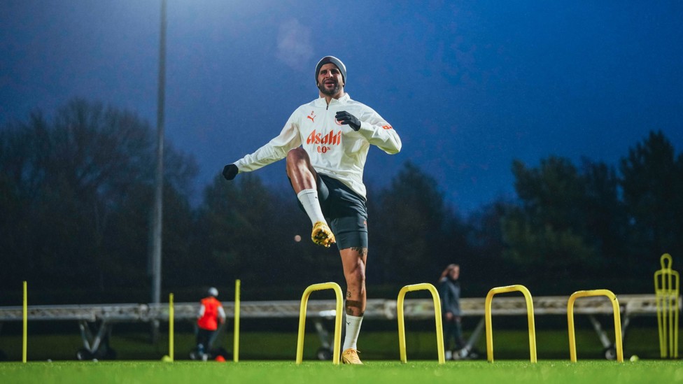 KNEES UP : Kyle Walker is put through his paces