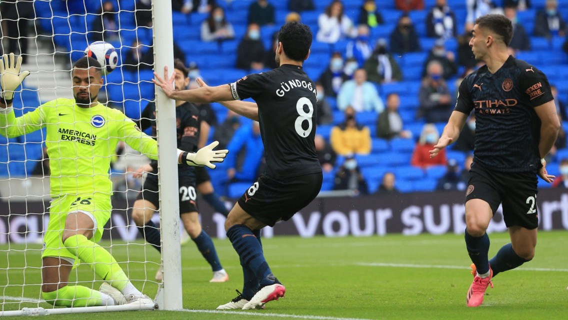 GUNDO-GOAL: The midfield maestro heads in after just two minutes!