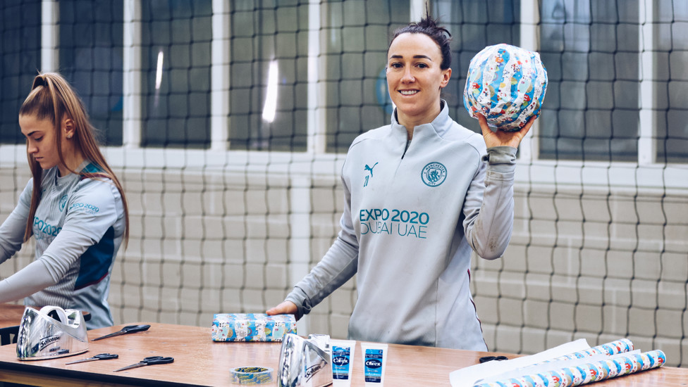 HAVING A BALL : Lucy Bronze is pleased with her handiwork!