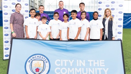 TEAM: Ederson, Eric Garcia and Ian Carlo Poveda joined local school children at a City Lifestyles session.