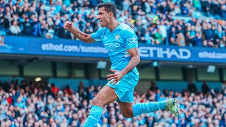 PASSION: Rodri clearly enjoyed his super strike.