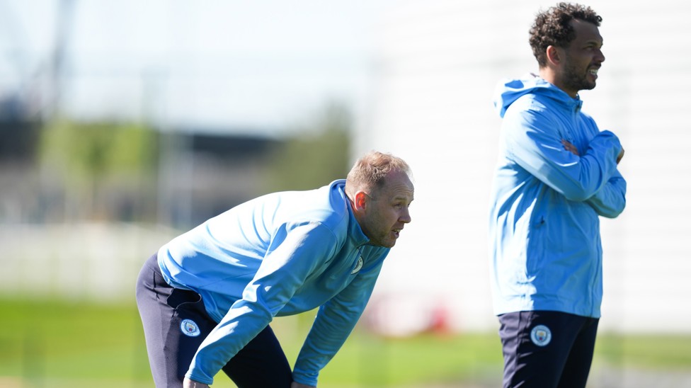 THE HEAT IS ON: Ben Wilkinson and Lauris Coggin take a breather