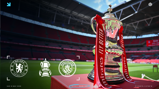 Image of the FA Cup with Chelsea and Manchester City logos, with match details on the left; scheduled for Saturday, May 16, 2026, at 15:00 UK time.