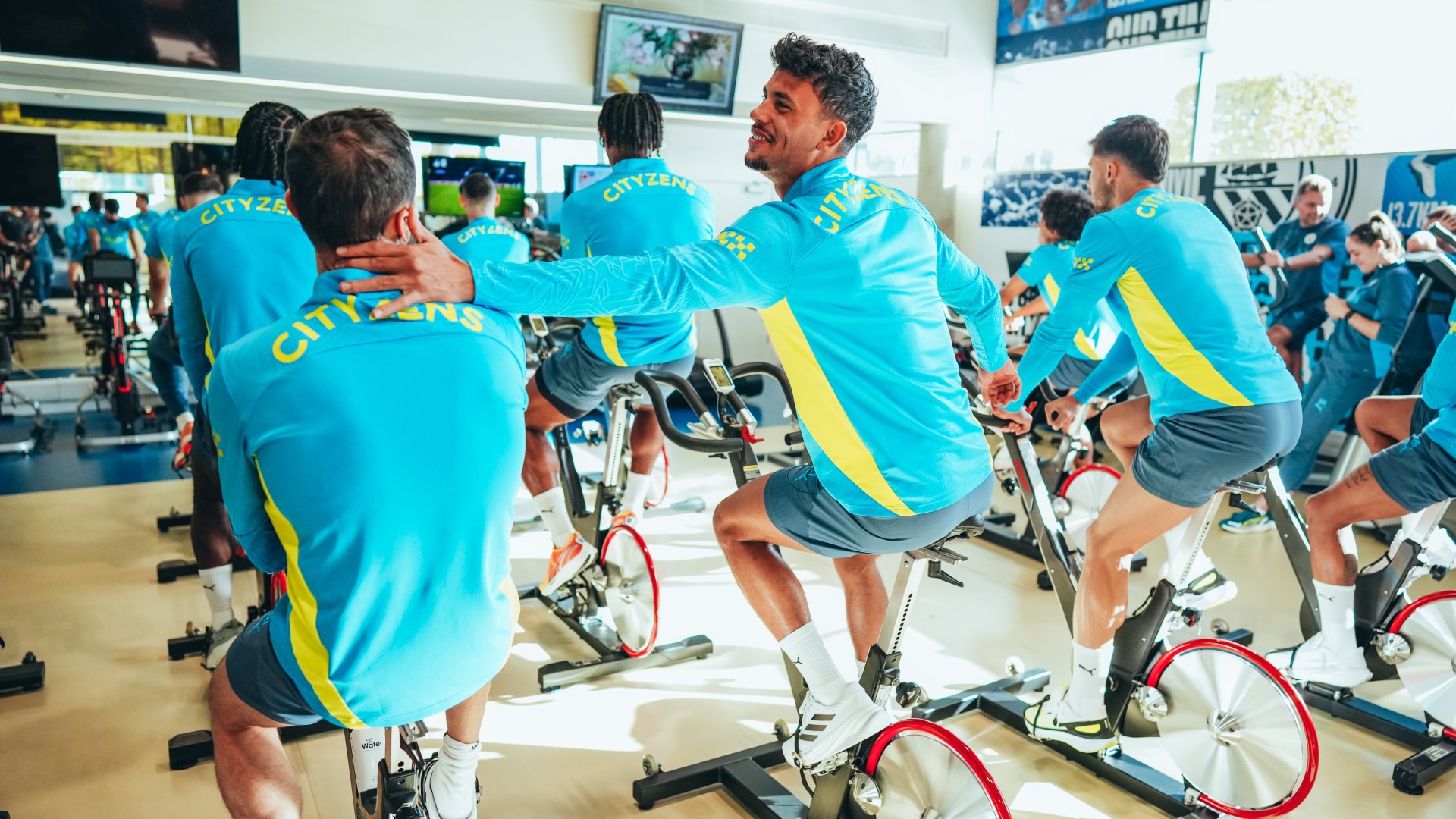 RECHARGE TIME: Man City squad beam as recovered following win over Southampton
