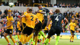 HEAD BOY: Aymeric Laporte powers home City's equaliser