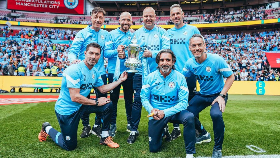 FA CUP FOLLOWS : Enzo and backroom staff delight in another trophy as the Blues beat Manchester United to win the FA Cup en route to a remarkable Treble.