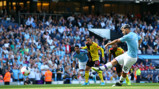 TON UP: Aguero has bagged 100 Premier League goals at the Etihad 