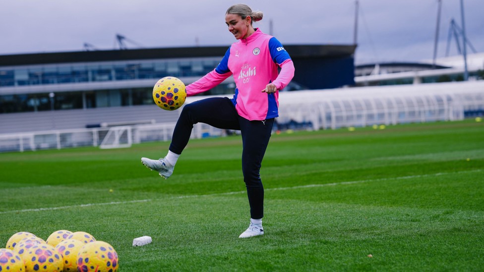 UP IN THE AIR: Laura Wienroither does keepy uppies 
