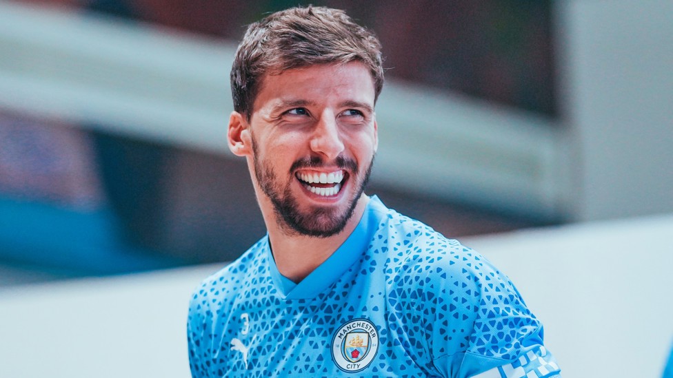 DAZZLING DIAS : Ruben Dias lighting up the room with his smile on Wednesday afternoon.