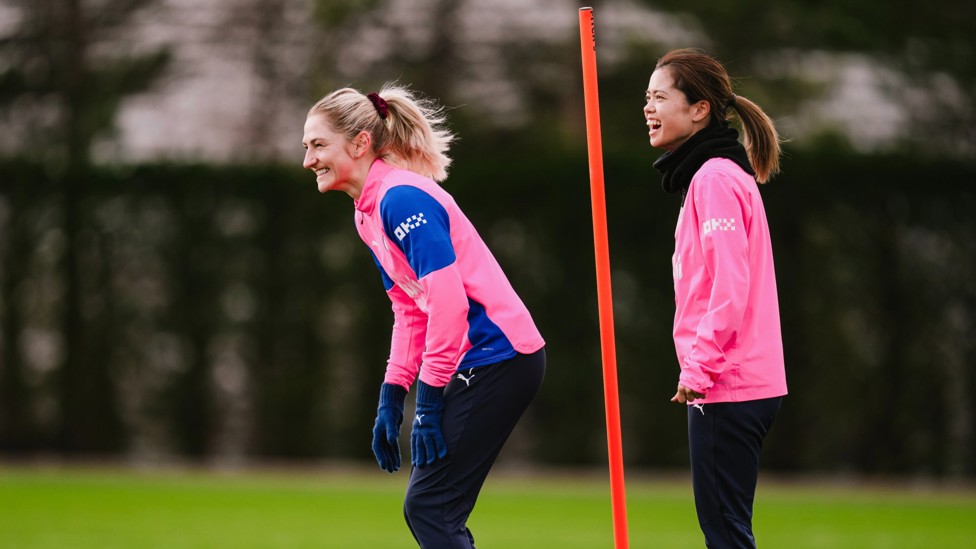 MIDFIELD DUO : Laura Coombs and Yui Hasegawa in high spirits
