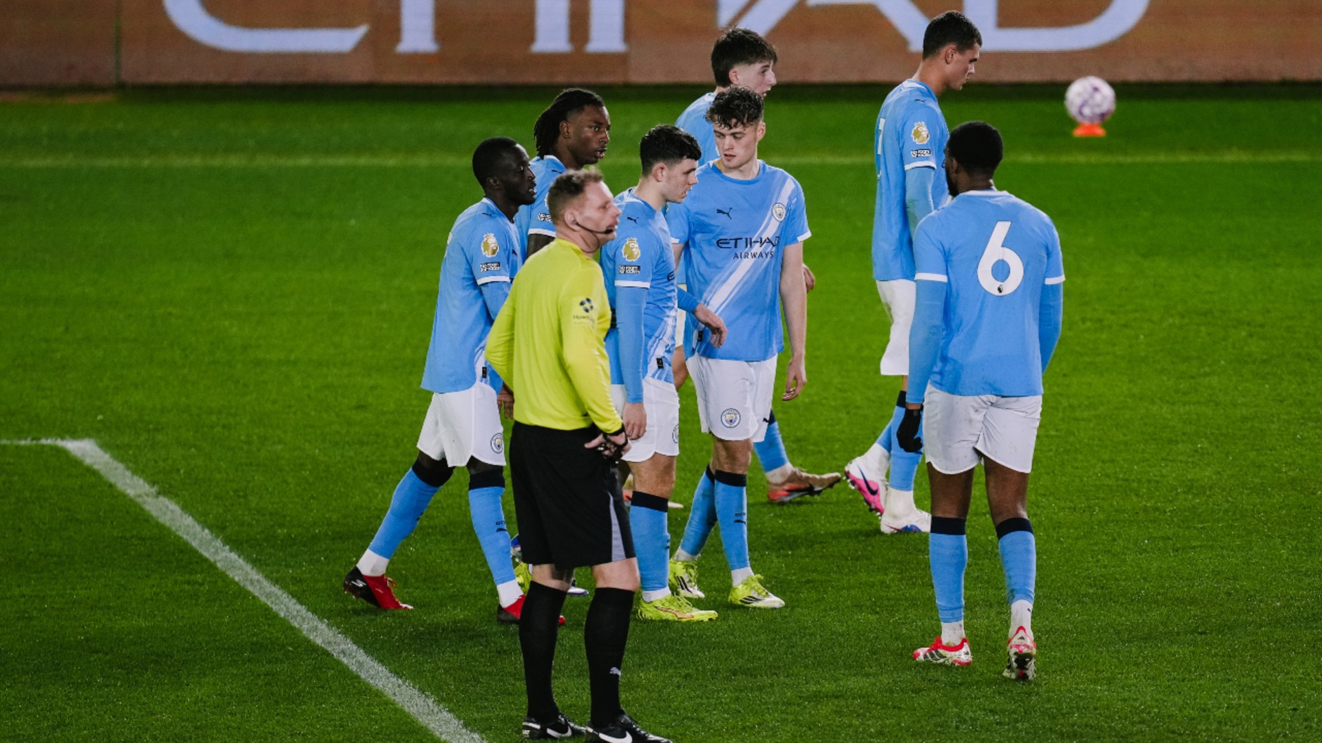 THREE UP  : Matty Warhurst and the team celebrate his second of the evening.