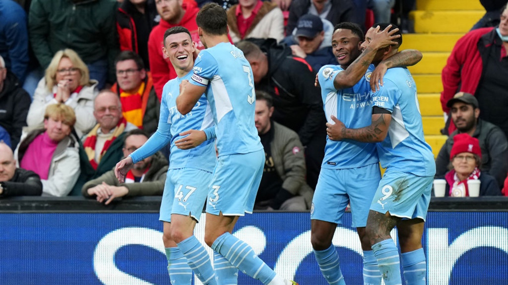 ALL SMILES: Foden clearly enjoyed the goal.
