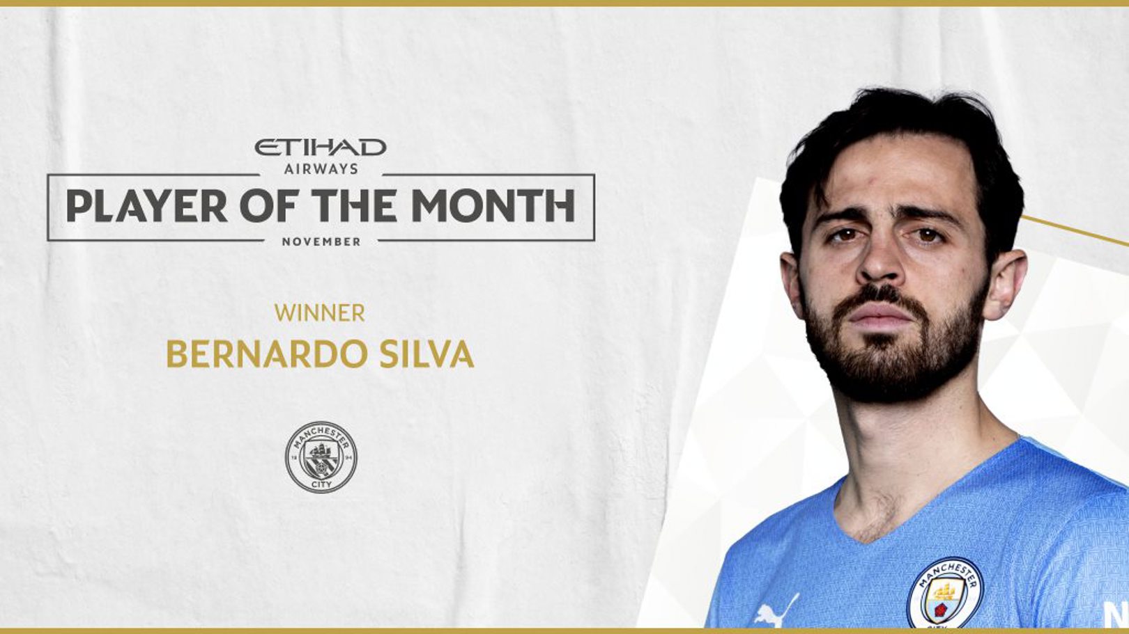 Bernardo creates history with third Etihad Player of the Month win